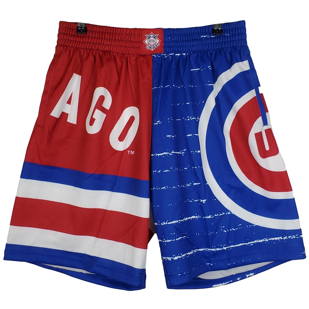 Chicago Cubs Mitchell & Ness MLB Large Jersey Shorts Jumbotron 3.0 Red Blue NWT
